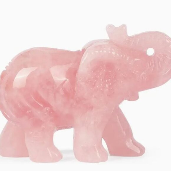 Rose Quartz Elephant Statue - Picture 1 of 3